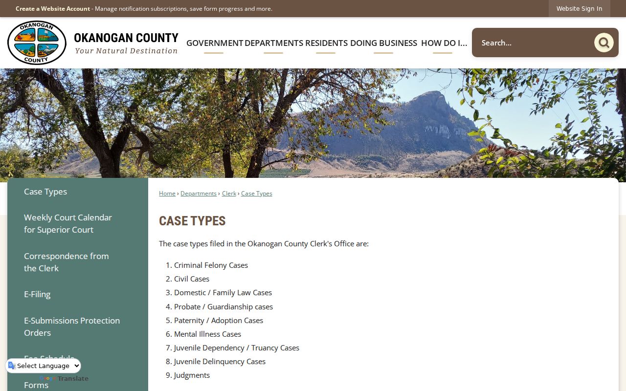 Okanogan County court schedule local daily calendar times