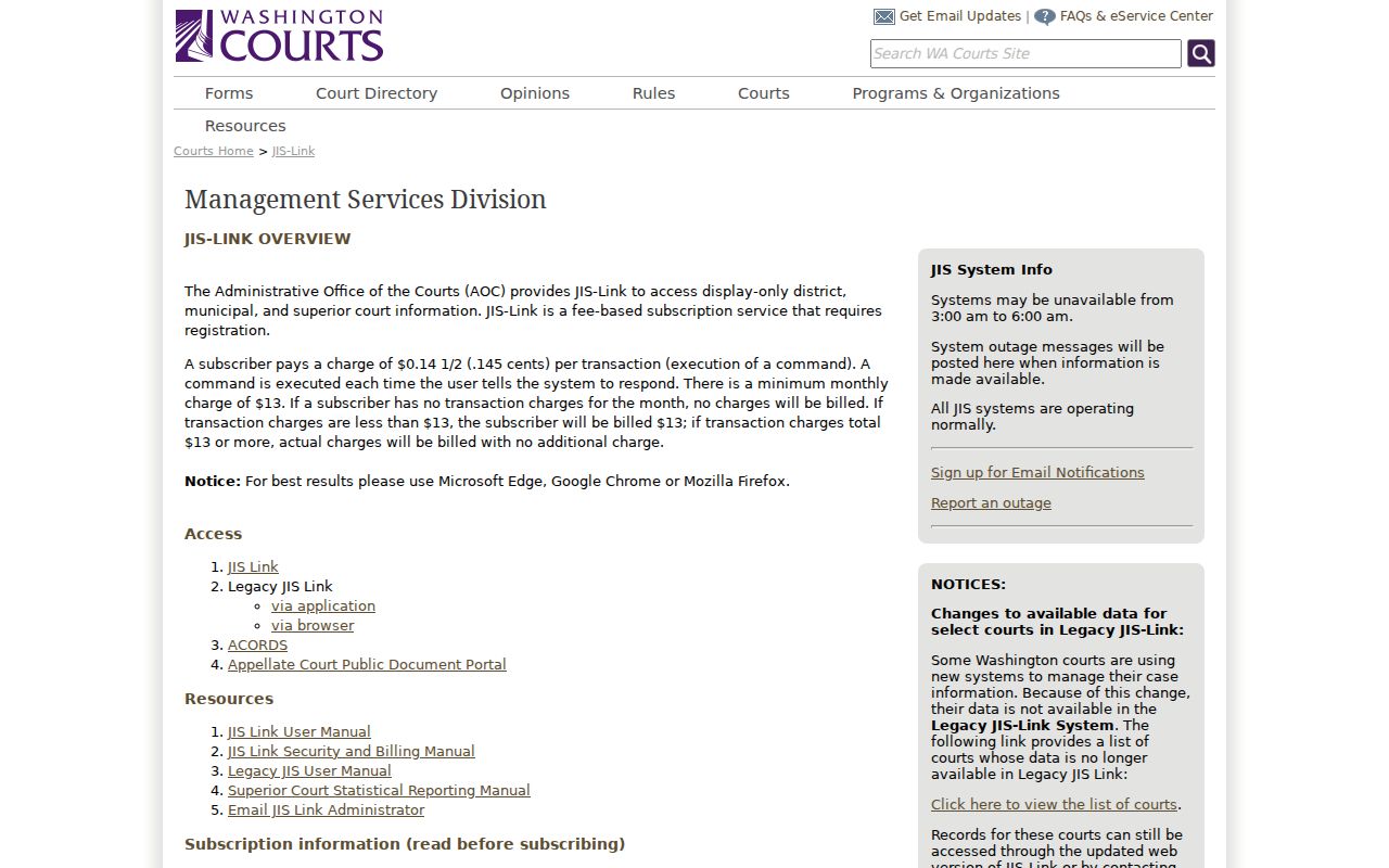 Okanogan County criminal docket JIS-Link registration details