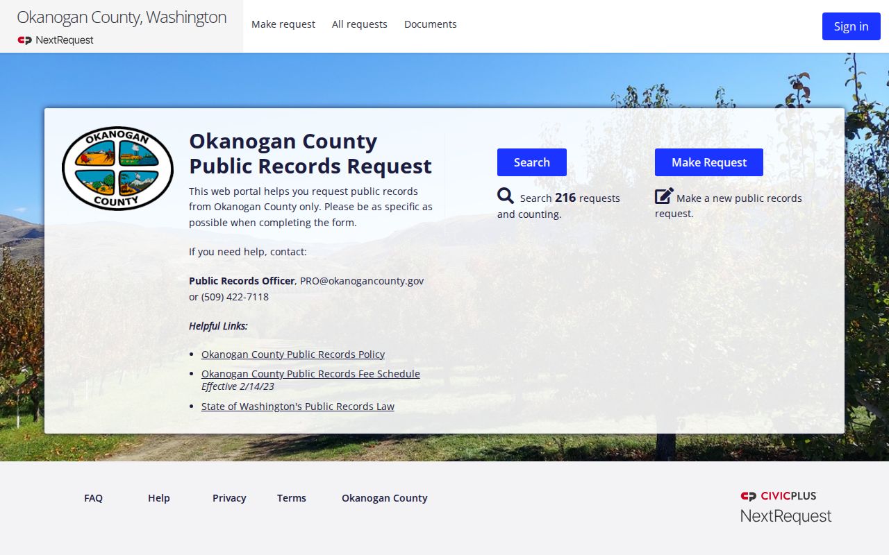 Okanogan County NextRequest public records portal